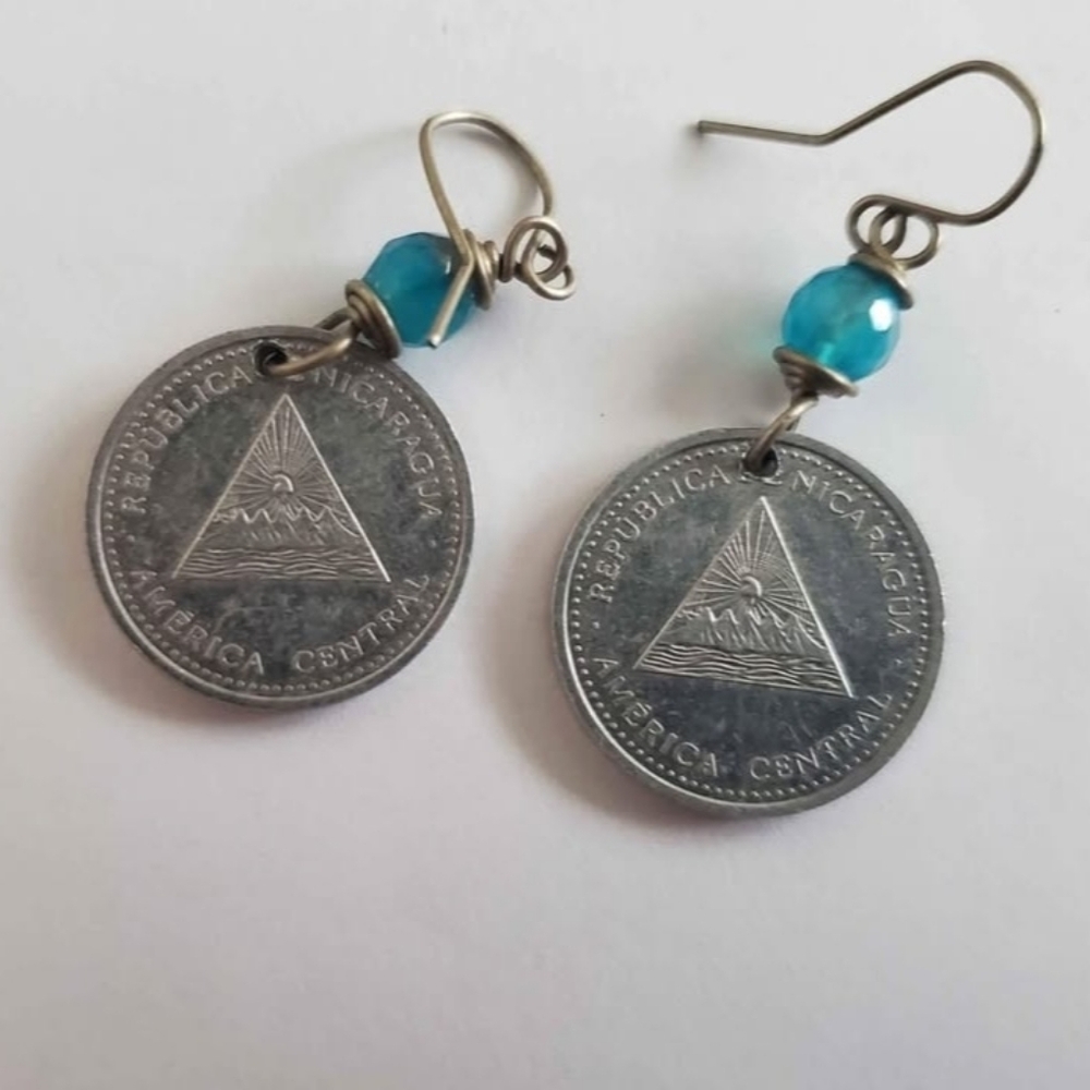 Handmade Nicaraguan Coin Pendant Earrings